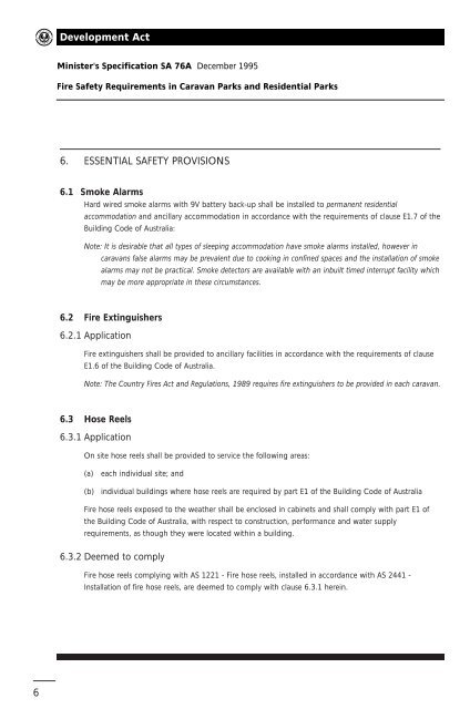 Fire Safety Requirements in Caravan Parks and Residential Parks