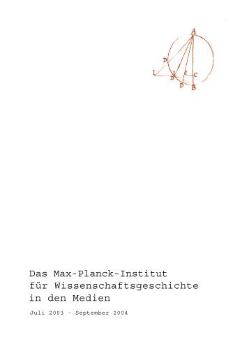 Das Max-Planck-Institut fÃ¼r Wissenschaftsgeschichte in den Medien