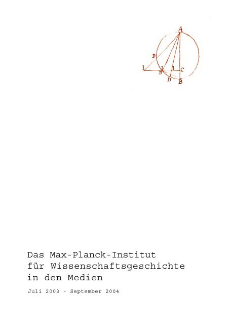 Das Max-Planck-Institut fÃ¼r Wissenschaftsgeschichte in den Medien