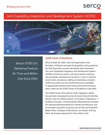 Joint Capability Integration and Development System (JCIDS) - Serco