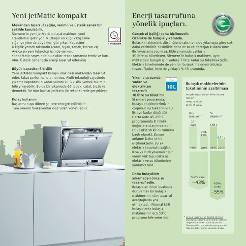 Do€ay› tüketmemek için ak›ll› fikirler üretiyoruz. - Siemens Ev Aletleri