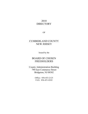 2010 directory cumberland county new jersey board of chosen ...