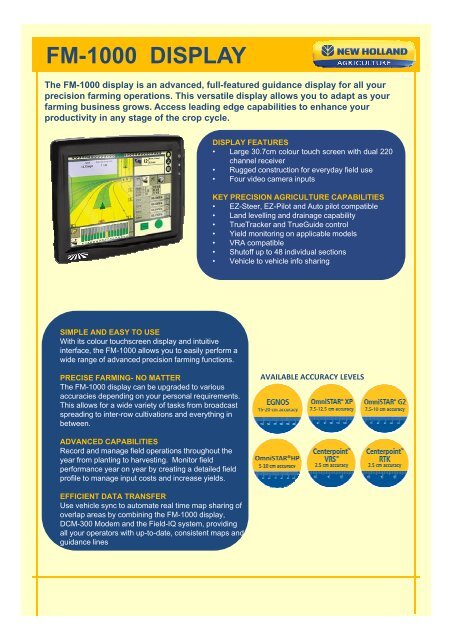 FM-1000 DISPLAY - New Holland PLM Portal