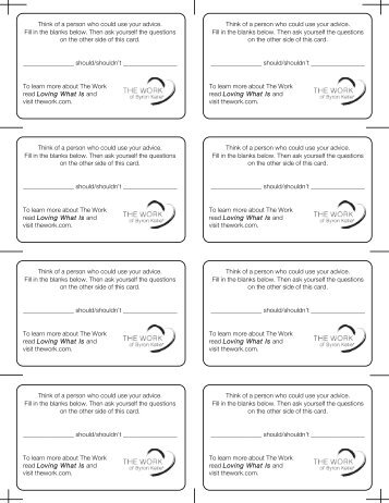 Byron Katie The Work Worksheet  Kidz Activities