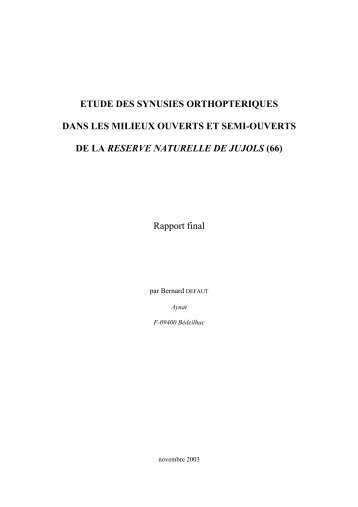 ETUDE DES SYNUSIES ORTHOPTERIQUES ... - Tela-Orthoptera