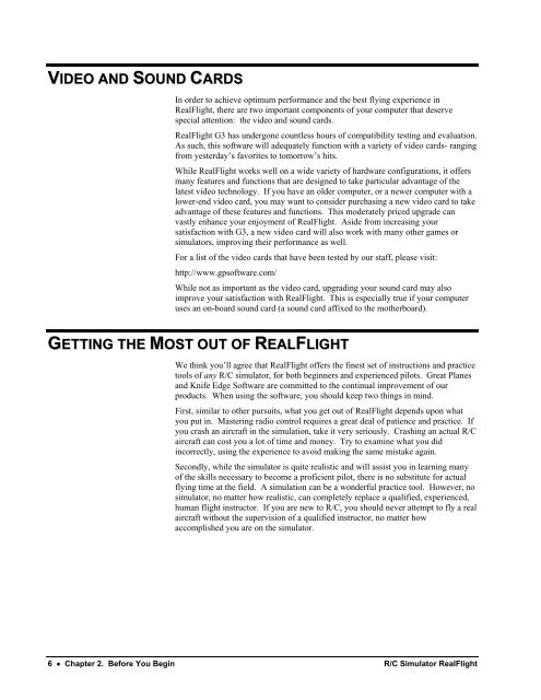 RealFlight G3 Manual - Great Planes Software Support