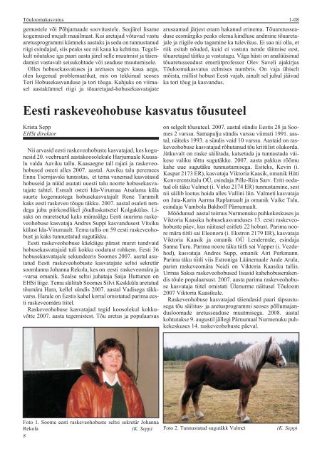Eesti loomakasvatus 2007. aastal - TÃµuloomakasvatus