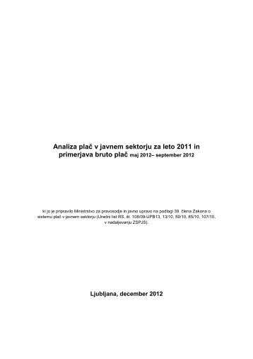 Analiza plač v javnem sektorju za leto 2011 in - Ministrstvo za ...