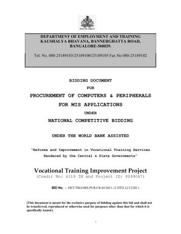 bidding document - Directorate of Employment and Training