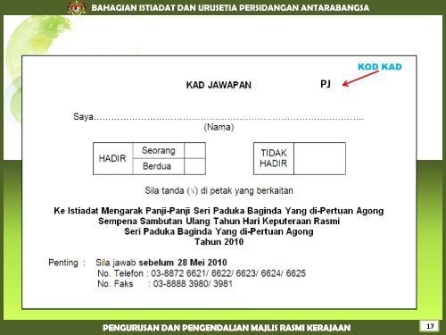 pengurusan dan pengendalian majlis rasmi kerajaan - Bahagian ...