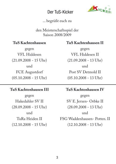 Der TuS-Kicker - TuS Kachtenhausen Kicker