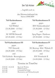 Der TuS-Kicker Termine im TimeOut - TuS Kachtenhausen Kicker