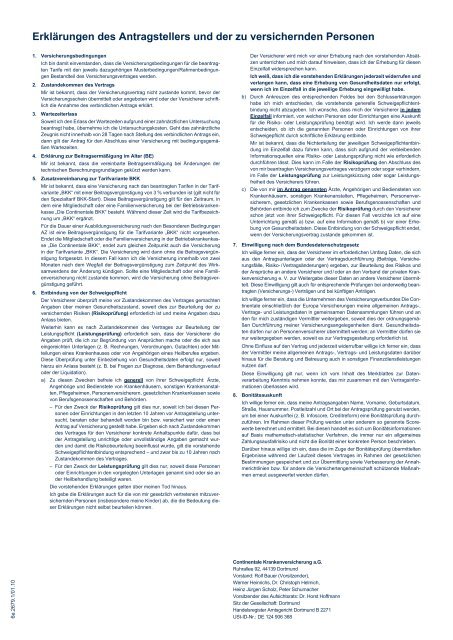 Continentale Rahmen Und Tarifbedingungen Pdf