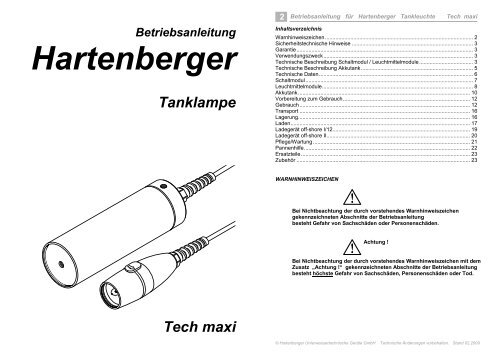 Betriebsanleitung Tech maxi - Hartenberger