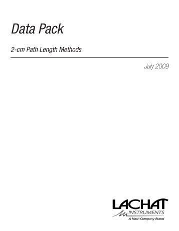 2-cm Path Length Methods Data Pack - Lachat Instruments