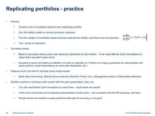 Capital calculation methods