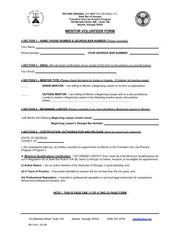 Mentor Volunteer Form