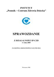 SPRAWOZDANIE - Centrum Zdrowia Dziecka