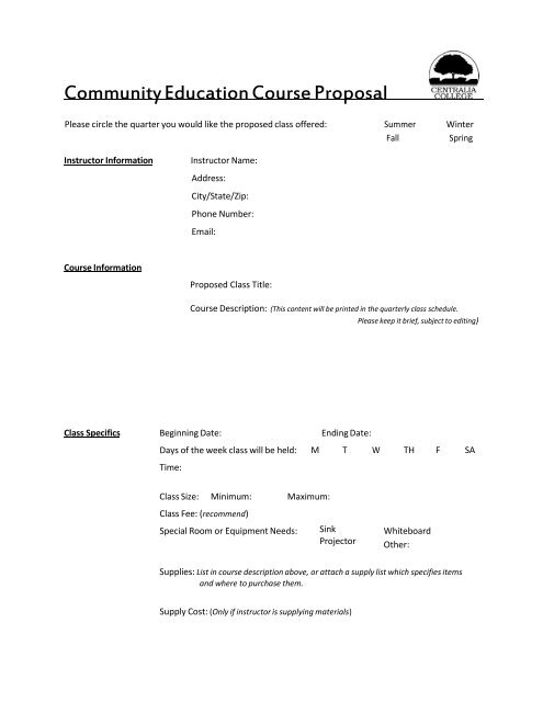 Course proposal form (pdf) - Centralia College