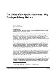 The Limits of the Application Game - Why Employee ... - Hicks Morley