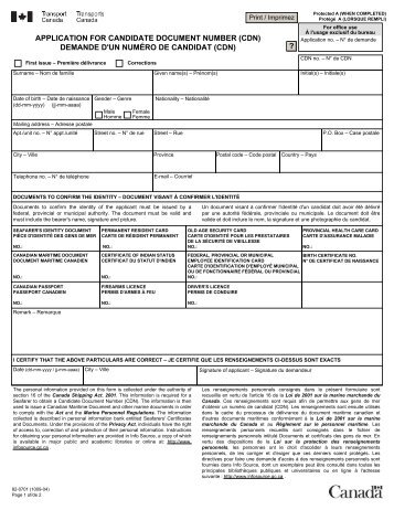 Demande de francisation et d'immatriculation d'un navire sous ...