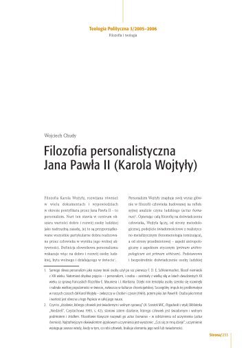 Filozofia personalistyczna Jana Pawła II (Karola Wojtyły) - Teologia ...