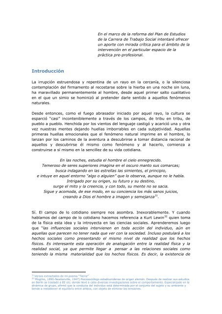 la práctica pre-profesional. capacidad de asombro y trabajo social