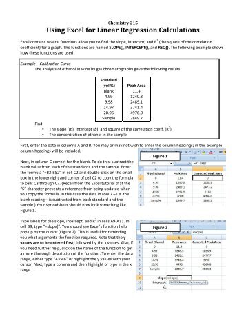 Using Excel for Linear Regression Calculations