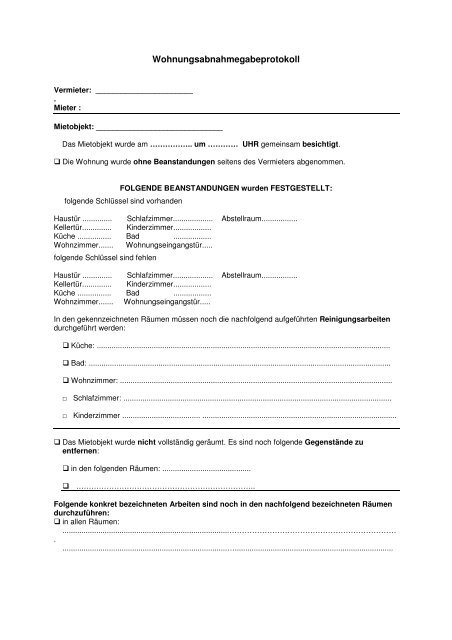 Abnahmeprotokoll - CS-Hausverwaltung