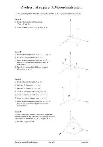 Ãvelser i at se pÃ et 3D-koordinatsystem