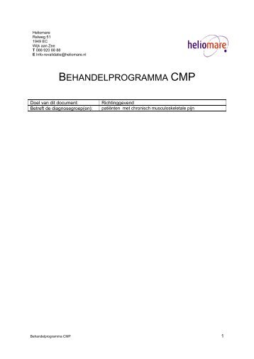 Behandelprogramma CMP - Heliomare