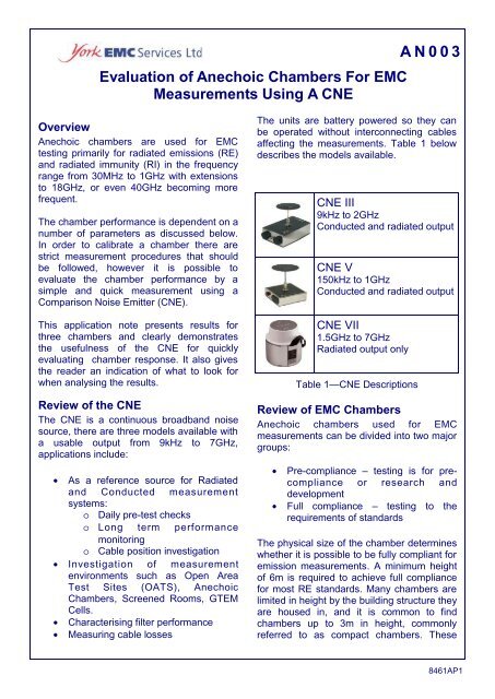 Evaluation of Anechoic Chambers for EMC Measurements ... - EMCIA