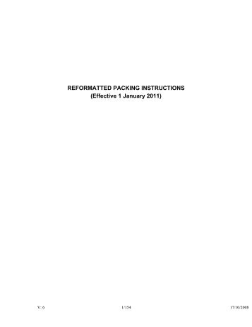 REFORMATTED PACKING INSTRUCTIONS (Effective 1 January ...