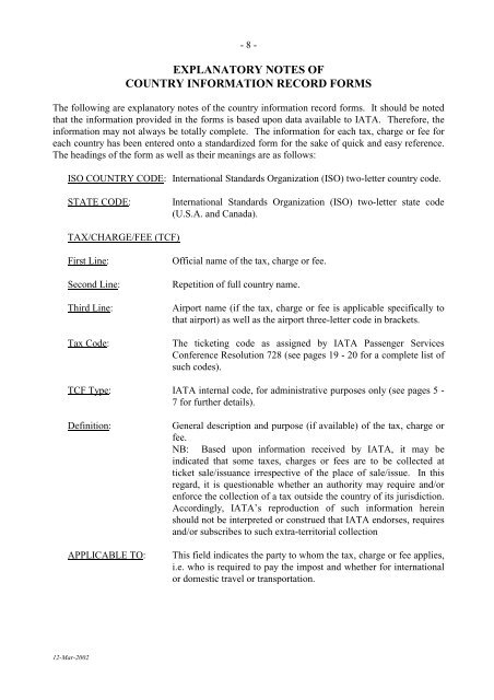 IATA LIST OF TICKET AND AIRPORT TAXES AND FEES