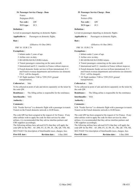 IATA LIST OF TICKET AND AIRPORT TAXES AND FEES