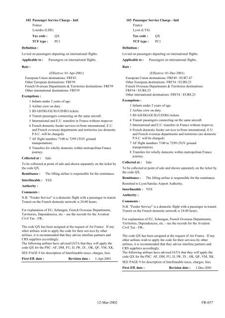 IATA LIST OF TICKET AND AIRPORT TAXES AND FEES