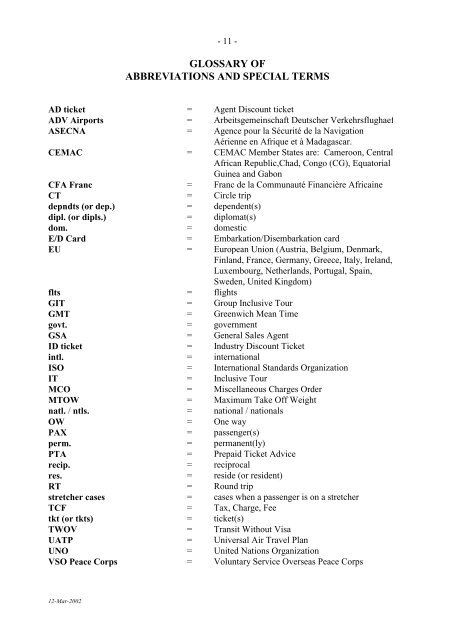 IATA LIST OF TICKET AND AIRPORT TAXES AND FEES