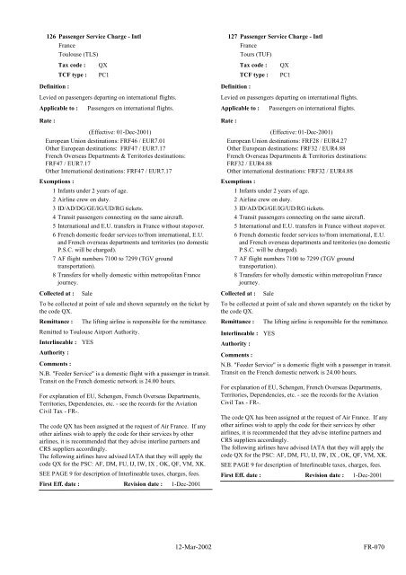 IATA LIST OF TICKET AND AIRPORT TAXES AND FEES