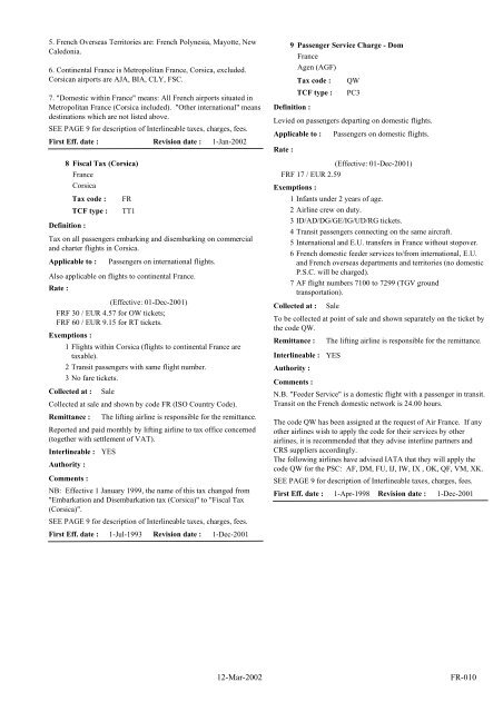 IATA LIST OF TICKET AND AIRPORT TAXES AND FEES