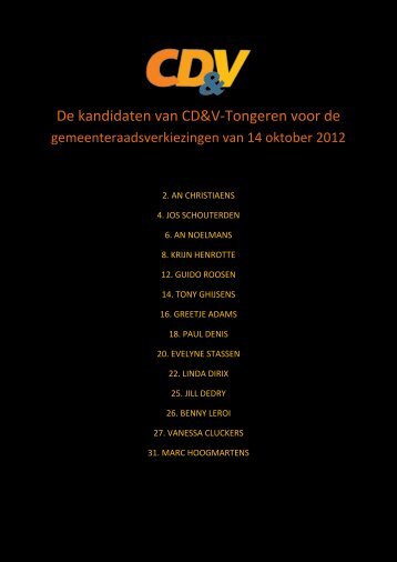 De kandidaten voor 14 oktober 2012 - Tongeren - CD&V