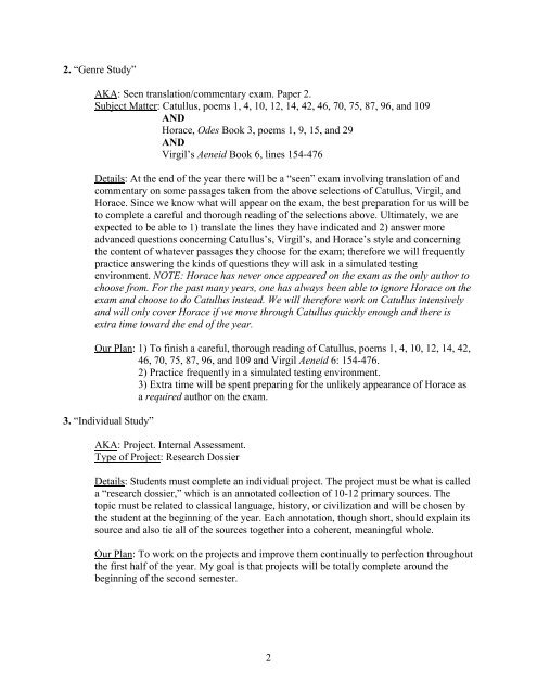 1 Latin IV/IB Latin Syllabus 2011-2012 â¢ Blue Days, Period 2 â¢ Room ...