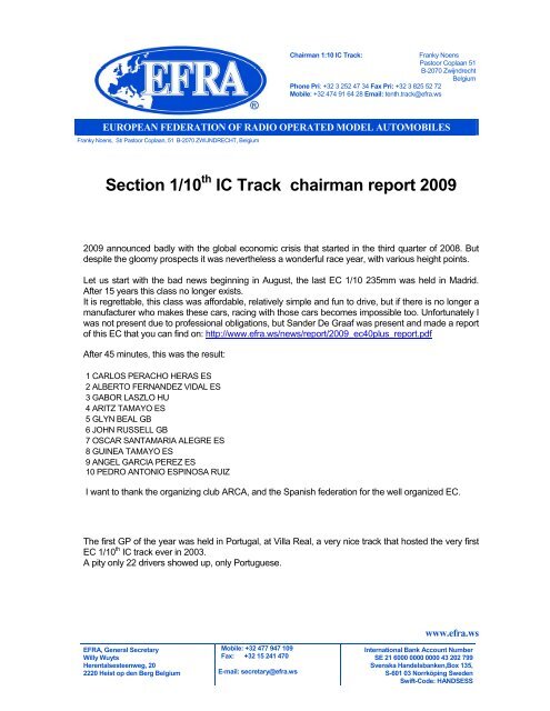 Section 1/10 IC Track chairman report 2009 - Efra.ws