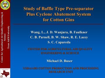 Pre-separator plus cyclone - TAMU Cotton Engineering ...