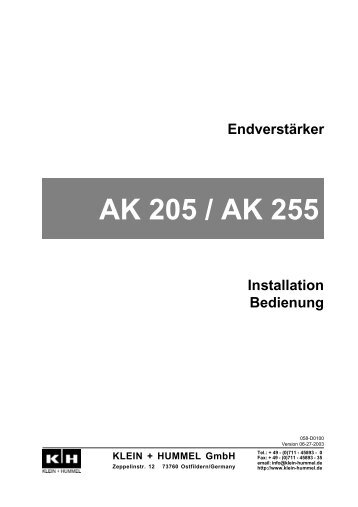 AK 205 / AK 255 - Klein + Hummel