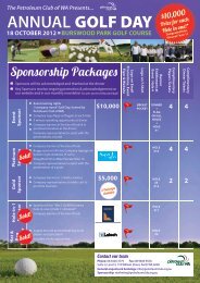 2012 Golf Day A4 Sponsorship flyer - Petroleum Club Of WA