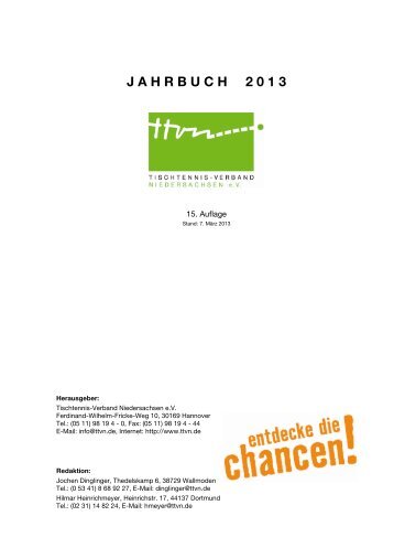 TTVN -Jahrbuch 2013 - TT-Kreisverband Uelzen eV