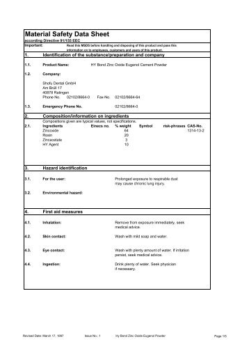 Hy Bond Zinc Oxide Eugenol Powder - SHOFU Dental GmbH