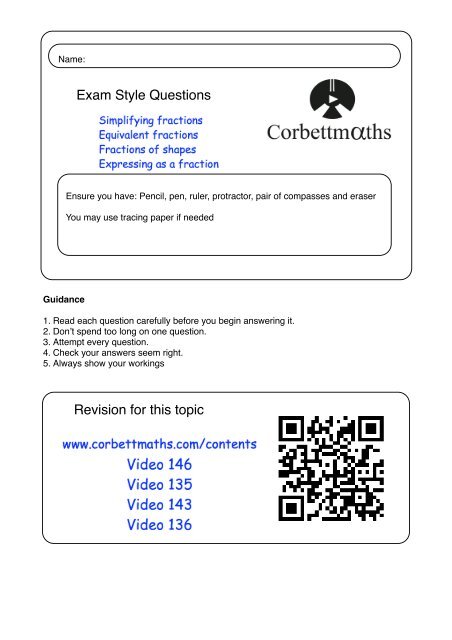 Corbettmaths Fractions 6207