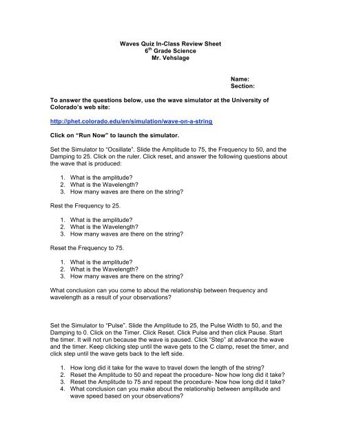 8th Grade Science Waves Worksheets - A Worksheet Blog