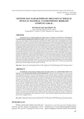 sintesis dan karakterisasi organoclay sebagai penguat ... - JUSAMI